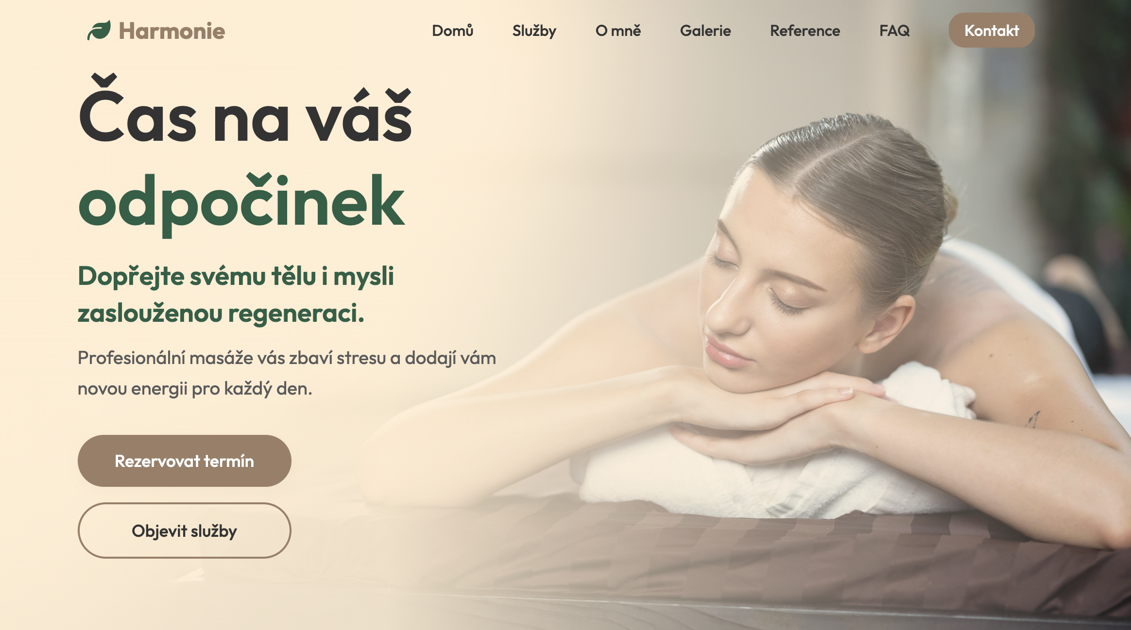 Ukázka webu — Masáže Harmonie